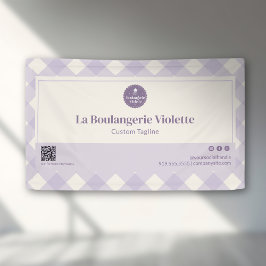 Lona Light Purple Bakery Gingham QR Code Event Display