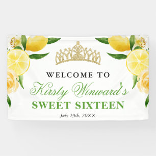 Lona Limones y flores en acuarela Bienvenido Sweet Sixt