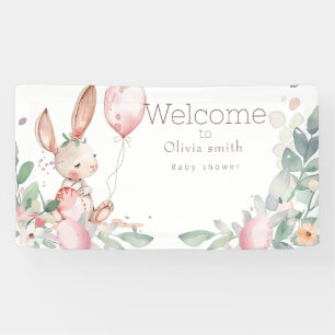 Lona lindo conejito floral pequeña ducha de bebé