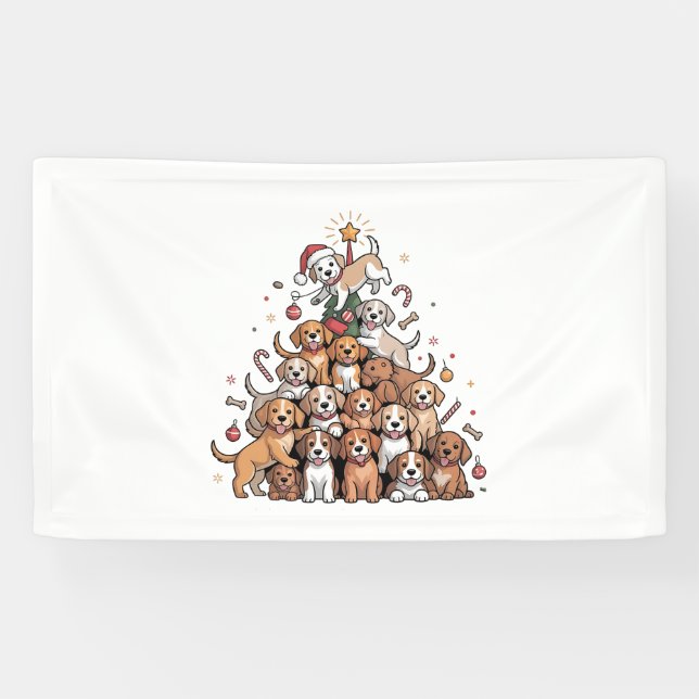 Lona Lindo perro de árbol de Navidad   (Horizontal)