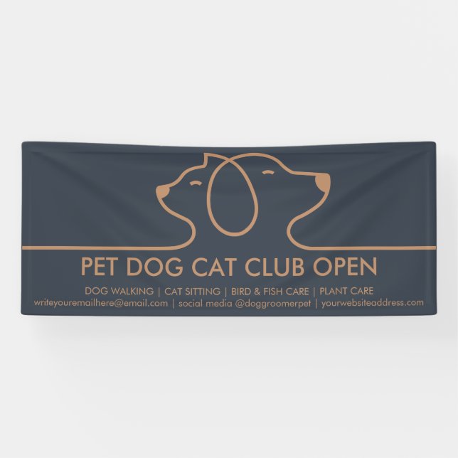 Lona Línea Minimalista Chic Logo Perro y Gato (Horizontal)