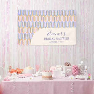 Lona Línea Pastel Groovy Azul Nupcial Personalizada