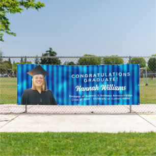 Lona Líneas Azules Foto Personalizada Felicitaciones Gr