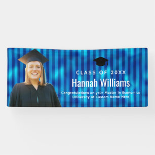 Lona Líneas Azules Foto Personalizada Graduación Felici