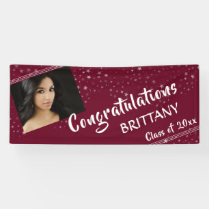 Lona Líneas y estrellas Maroon editable Graduación