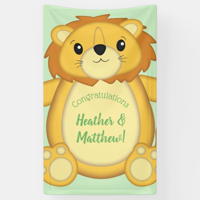 Lona Lion Baby Shower Green (Vertical)