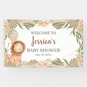 Lona Lion Boho pampas Grass baby shower Welcome banner