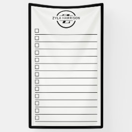 Lona Lista de tareas con monograma en negro y blanco pa