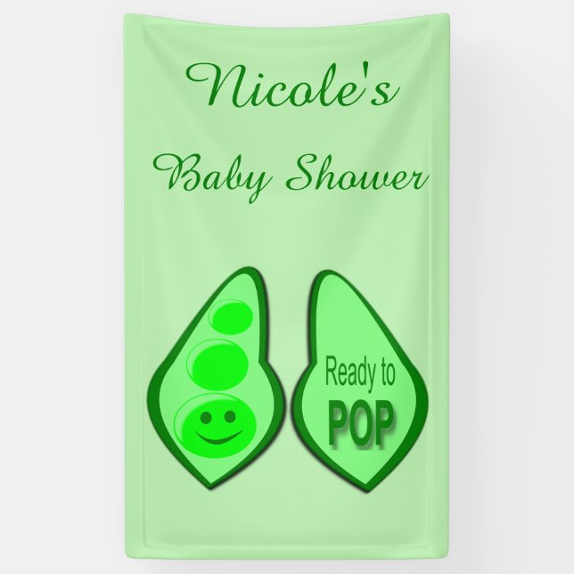 Lona Listo para usar Baby Shower preñado verde (Vertical)