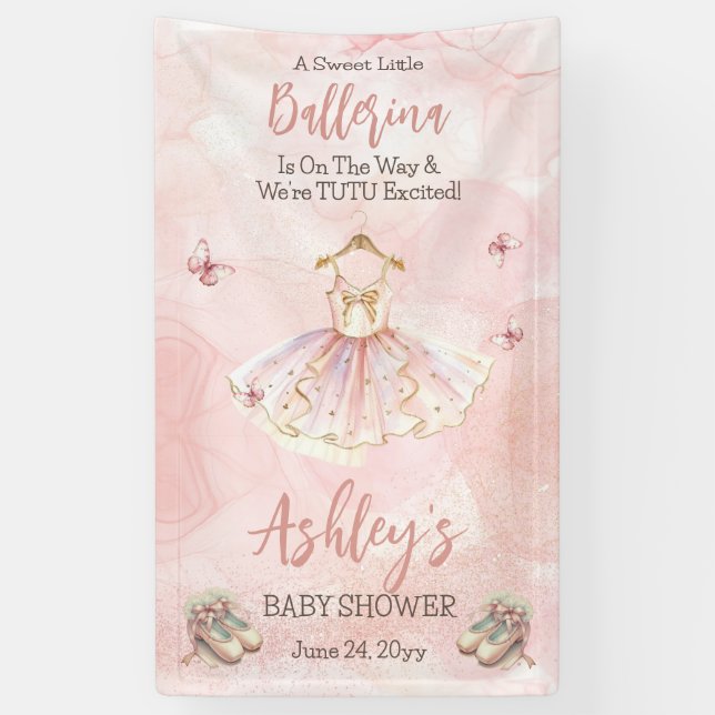 Lona Little Ballerina Está En Camino Tutu Baby Shower (Vertical)