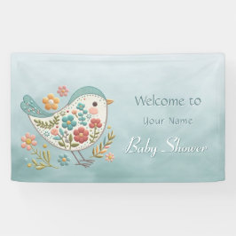 Lona Little Bird Blue Pink Flowers Baby Shower