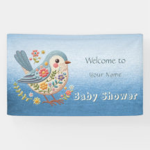Little Bird Floral Blue Baby Shower