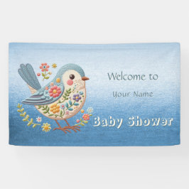 Lona Little Bird Floral Blue Baby Shower