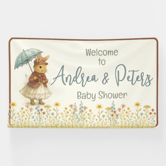 Lona Little Girl Rustic Bunny Baby Shower (Horizontal)