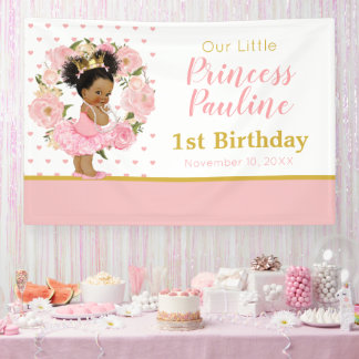 Lona Little Princess birthday Flowers banner