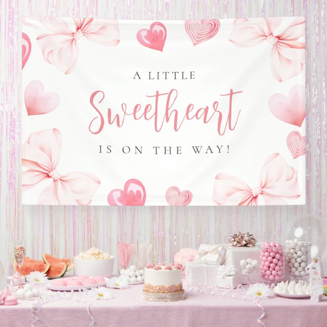 Lona Little Sweetheart Pink Bow Baby Shower Backdrop (Fiesta)
