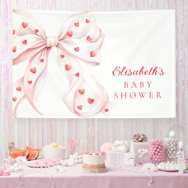 Lona Little Sweetheart Pink Bow Baby Shower Backdrop (Fiesta)