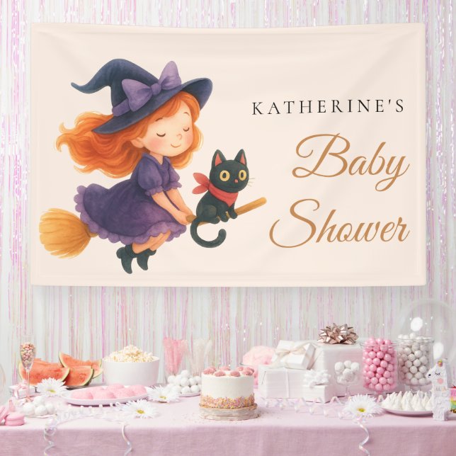 Lona Little Witch & Cat | Halloween Girl Baby Shower (Fiesta)