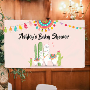 Lona Llama Cactus mexicano Fiesta Chica rosa Baby Showe