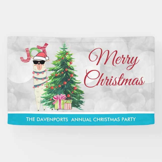 Lona Llama Guay a Navidades Silver Bokeh y Blue Icy (Horizontal)