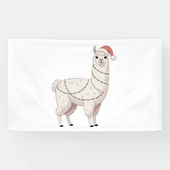 Lona Llama Luces de Navidad Robusta Amante Alpaca (Horizontal)