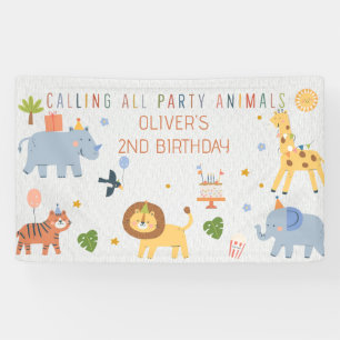 Lona Llamando a todos los animales de fiesta Cumpleaños