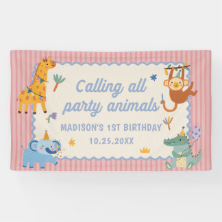 Lona Llamando a Todos los Animales de Fiesta Safari Cum