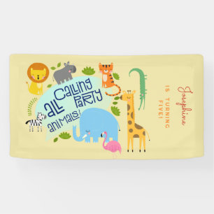 Lona Llamar a todos los niños de los animales fiestas f