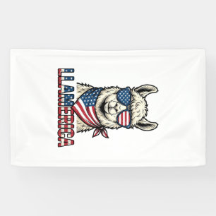 Lona Llamerica Llama Patriótico Diseño Vector Vintage_1