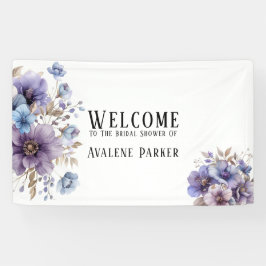 Lona Lluvia de flores acuarela púrpura y azul para baby