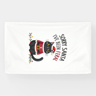 Lona Lo siento Santa He Sido Feral Gato Negro Navidad F