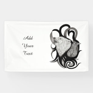 Lona Lobo blanco con arte tribal de Raven