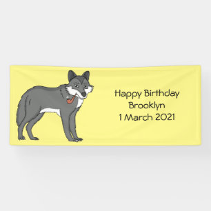 Lona Lobo gris con ilustracion de personalizado de tube