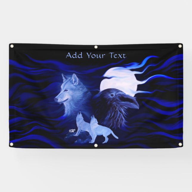 Lona Lobos y Raven con luna llena (Horizontal)