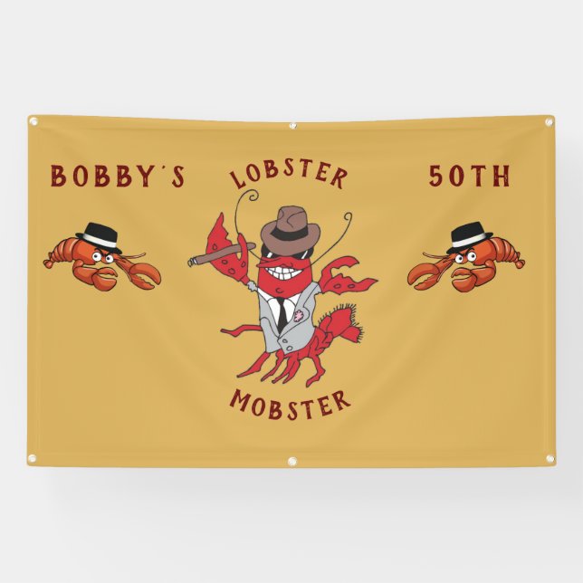 Lona Lobster Mobster 🦞 Funny Personalizado Gangster (Horizontal)