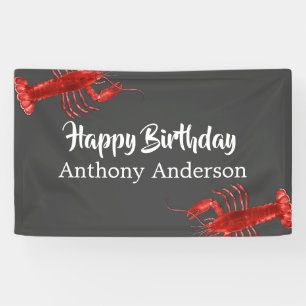 Lona Lobster Tema Gris oscuro Divertido cumpleaños Per