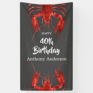 Lona Lobster Tema Gris oscuro Divertido cumpleaños Per