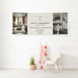 Lona Logo de Foto Beige Moderno Profesional Empresarial