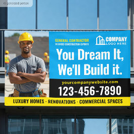 Lona Logo de sitio de construcción foto azul publicidad