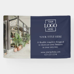 Lona Logotipo Azul Moderno de Negocios Foto Profesional