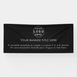 Lona Logotipo comercial | Banner Black Modern Advertisi