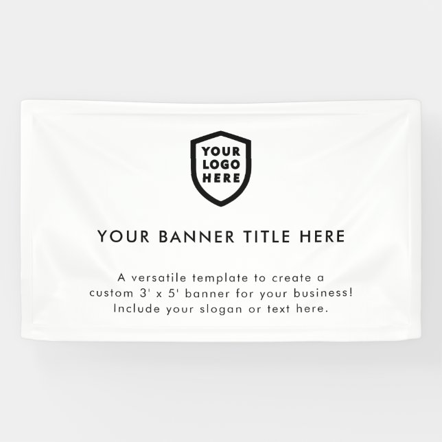 Lona Logotipo comercial | Blanco blanco simple y Minima (Horizontal)