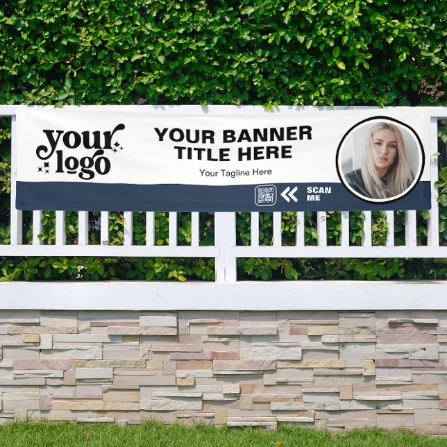 Lona Logotipo comercial Código QR Foto interior Azul ex (Subido por el creador)