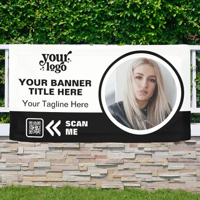 Lona Logotipo comercial Código QR Foto interior Negro (Subido por el creador)