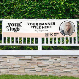 Lona Logotipo comercial Código QR Foto interior Rosa al