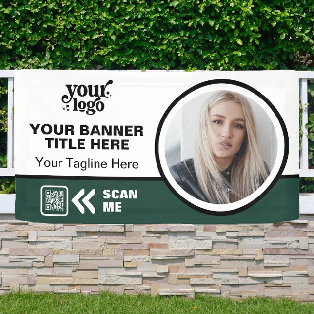 Lona Logotipo comercial Código QR Foto interior Verde e (Subido por el creador)