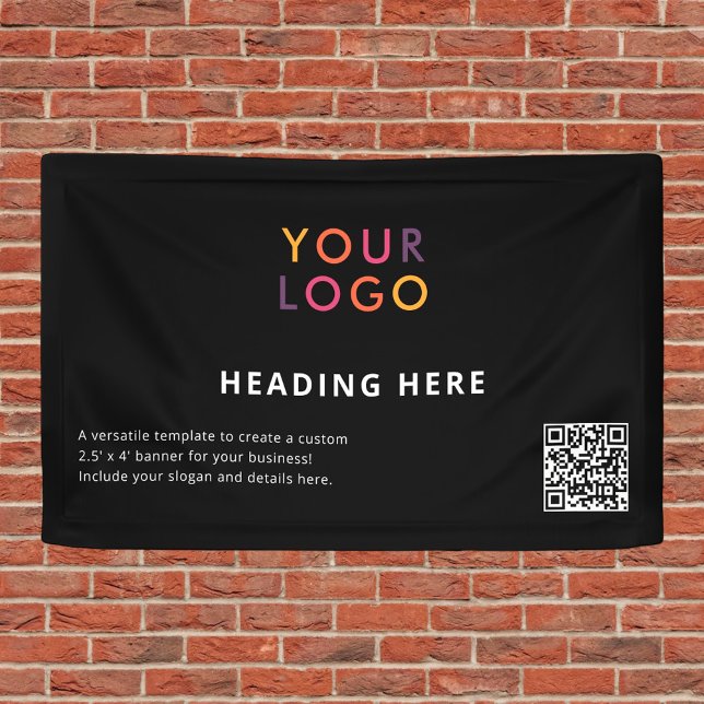 Lona Logotipo comercial Código QR Publicidad en negro (Subido por el creador)