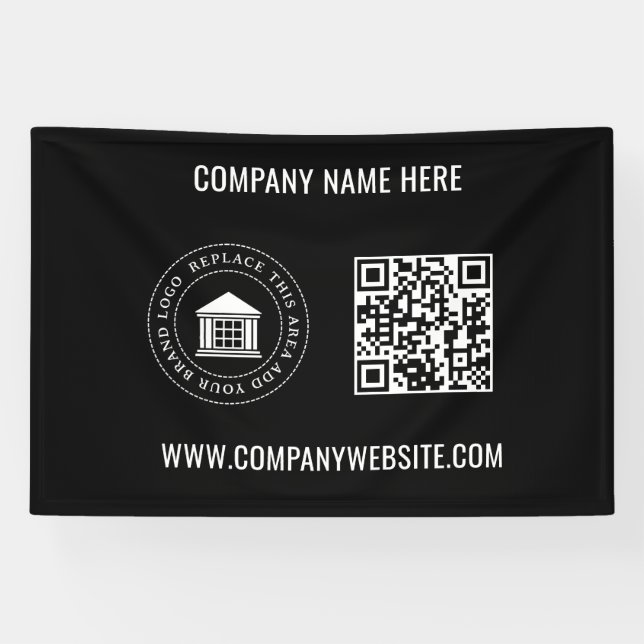 Lona Logotipo comercial de personalizado | Código QR y  (Horizontal)