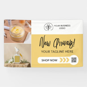 Lona Logotipo de amarillo suave y fotos de nuevas llega
