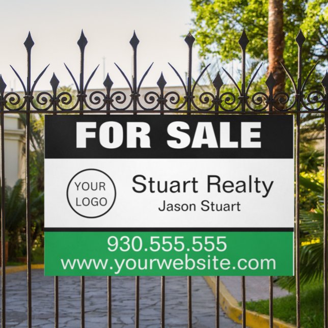 Lona Logotipo De Bienes Raíces personalizados En Venta (real estate for sale custom realty banner)